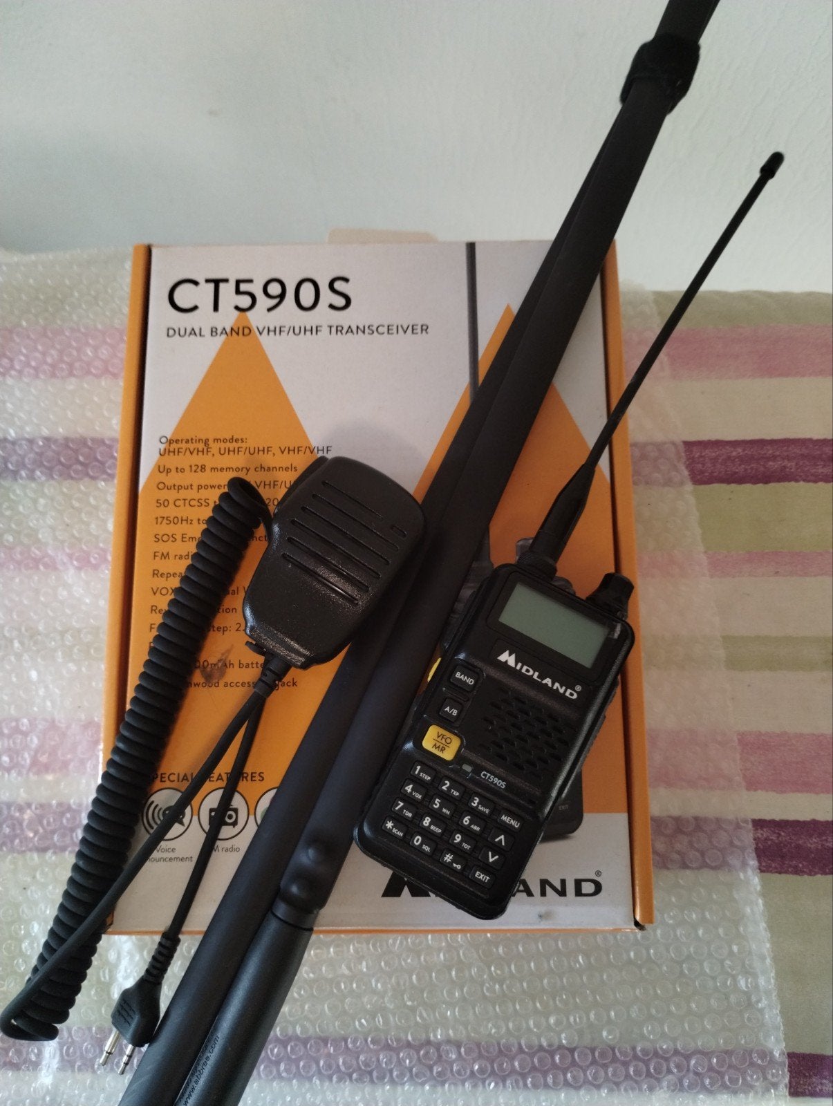 Midland CT590S Dual Band VHF/UHF Transceiver Portofoon, 5 tot 15 km, Met broekklem, Ophalen of Verzenden, Zo goed als nieuw