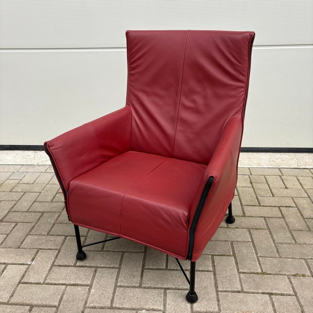 Montis Charly fauteuil - Rood leer, Huis en Inrichting, Fauteuils, Ophalen, ., Montis, Leer
