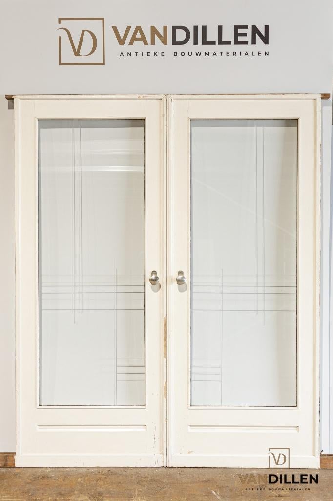 Mooie set oude ensuite schuifdeuren met geslepen glas