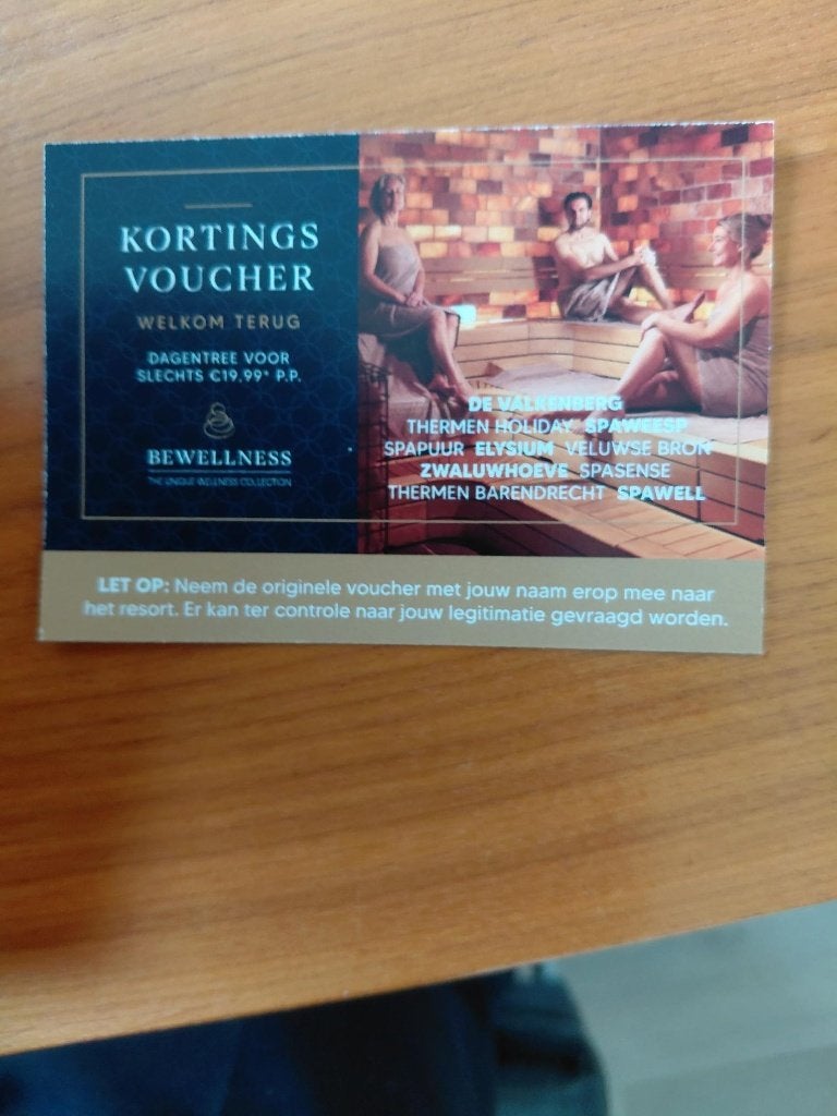 BeWellness kortingsvoucher voor 2 personen., Twee personen, Kortingsbon, Spa of Sauna