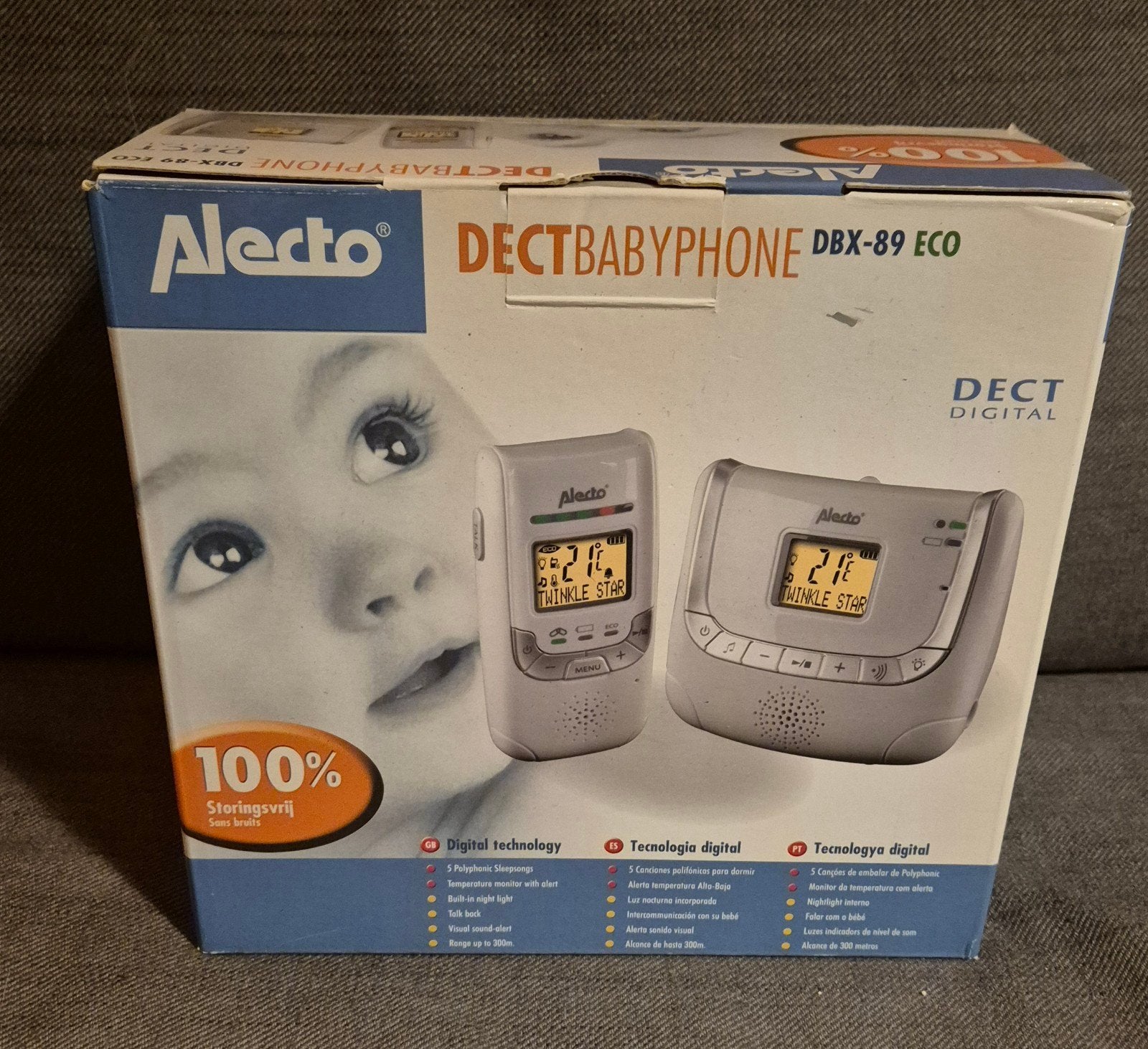 Alecto DBX-89 ECO DECT Babyfoon met Opladers, Ophalen, Gebruikt, 250 meter of meer, Digitaal