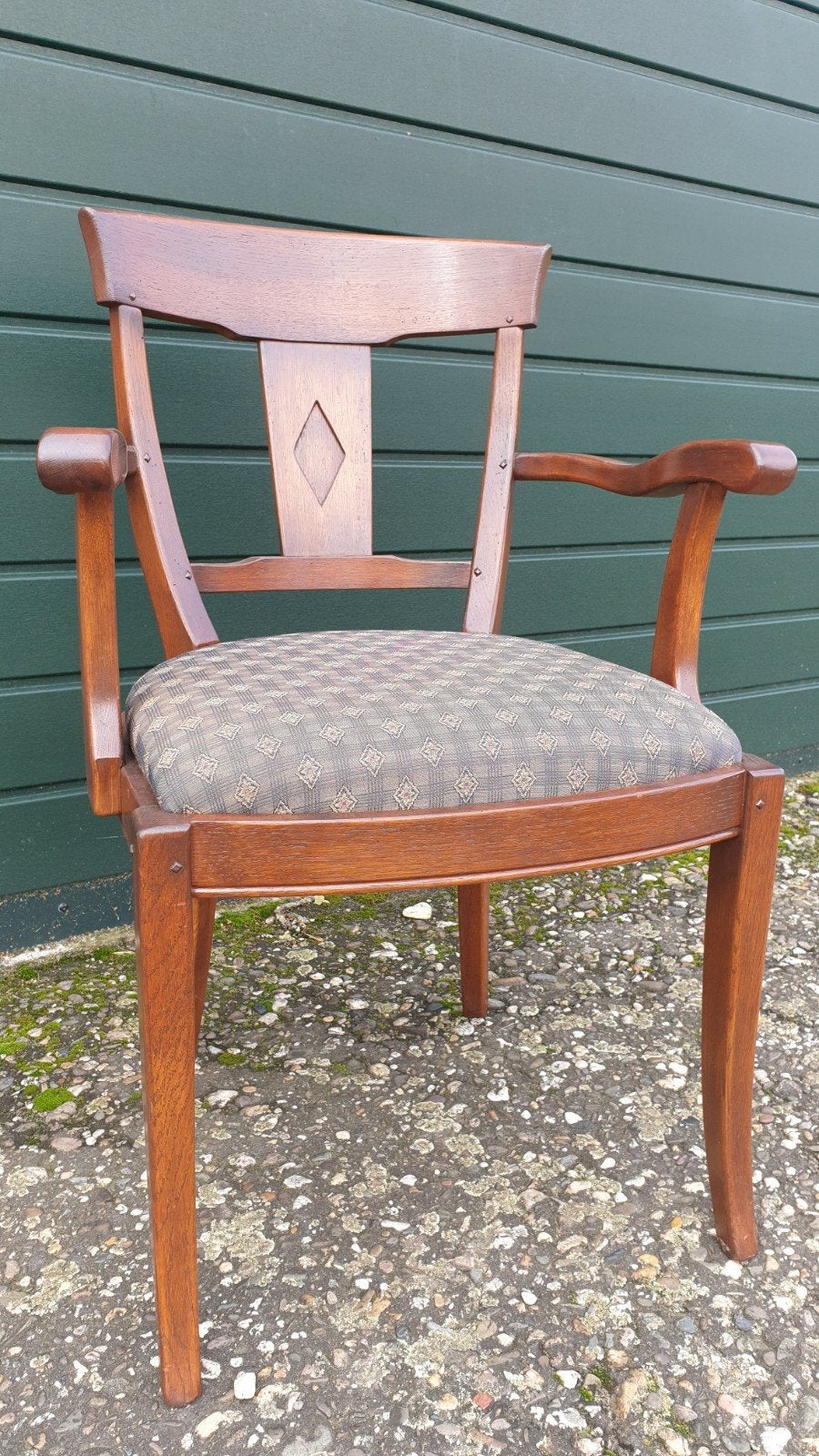 Klassieke Eiken Eetkamer Armstoelen 4, Ophalen, Gebruikt, Bruin, Stof