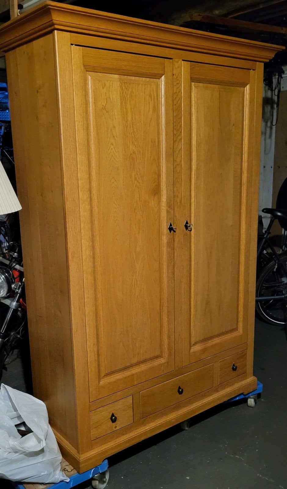 Massief eikenhouten kast met laden en planken, Huis en Inrichting, Kasten | Boekenkasten, Ophalen, Gebruikt, Klassiek, Eikenhout
