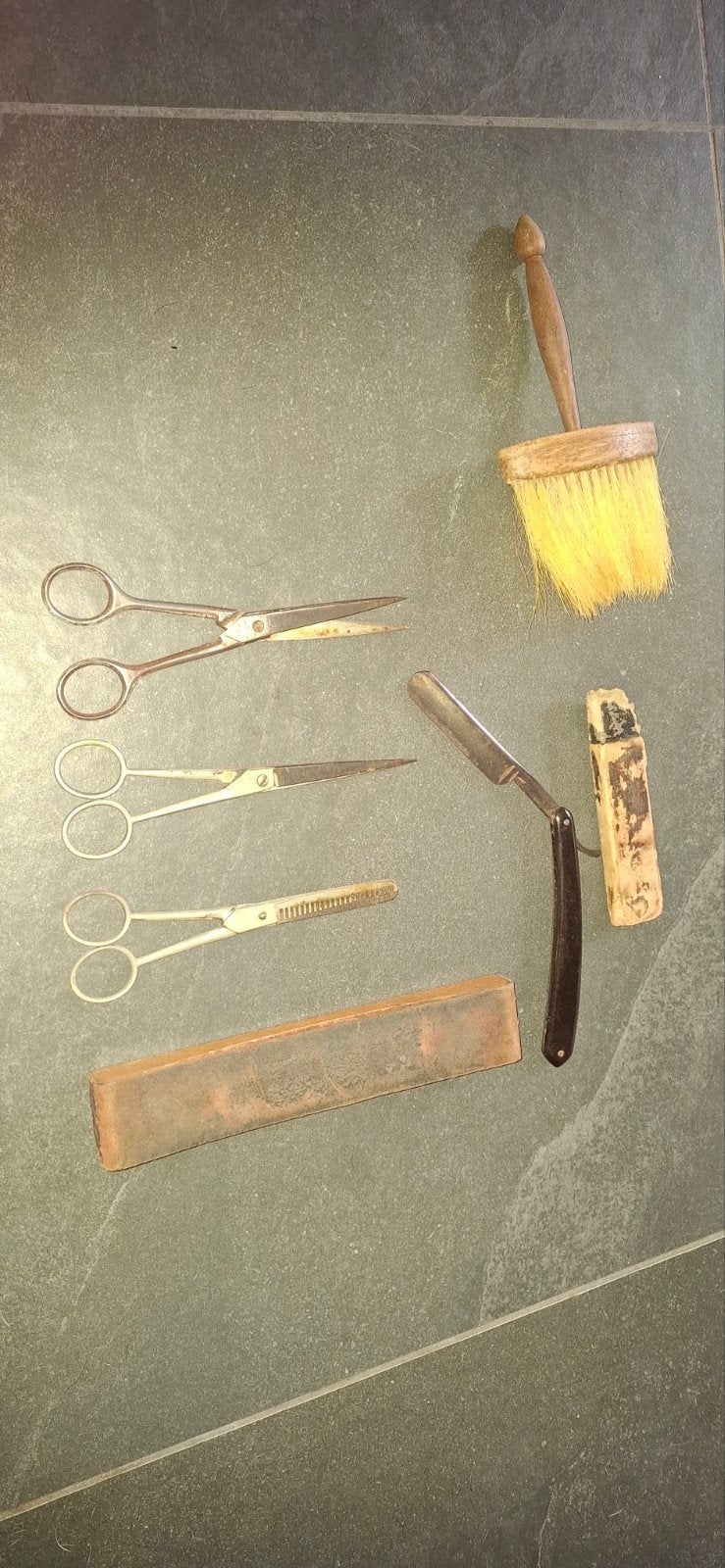 Vintage Kappersbenodigdheden - Scharen, Scheermes, Kwast, Ophalen of Verzenden