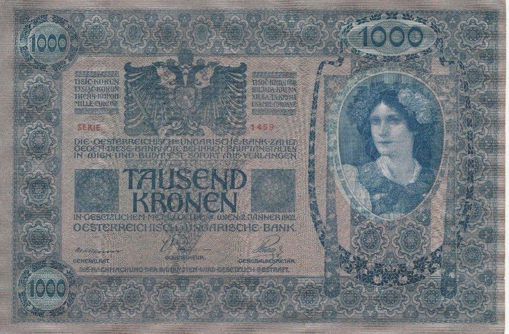 Bankbiljet van 1000 Kronen uit 1902.DEUTSCHÖSTERREICH, Verzenden, Oostenrijk, Los biljet