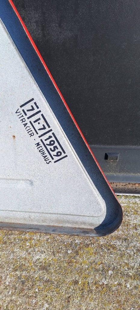 Stoer groot Frans emaille verkeersbord, waarschuwingsbord., Ophalen