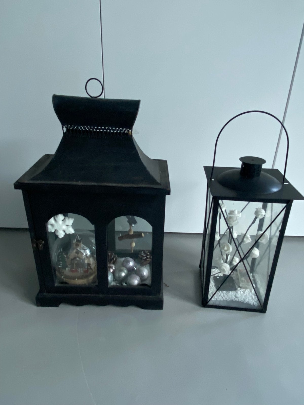 Grote en kleine zwarte lantaarns - decoratief, Ophalen, Overige merken, Gebruikt, Zwart