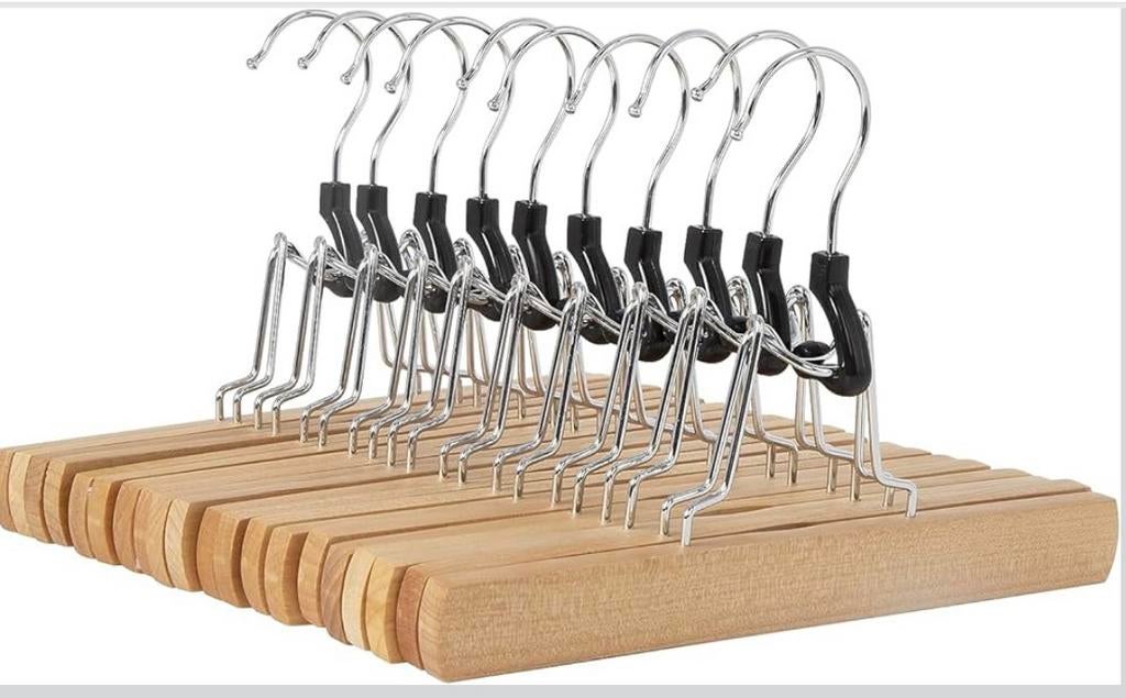 8 mooie houten vilt beklede broekhanger rok-, sjaalhanger, Ophalen of Verzenden, Nieuw, Hout