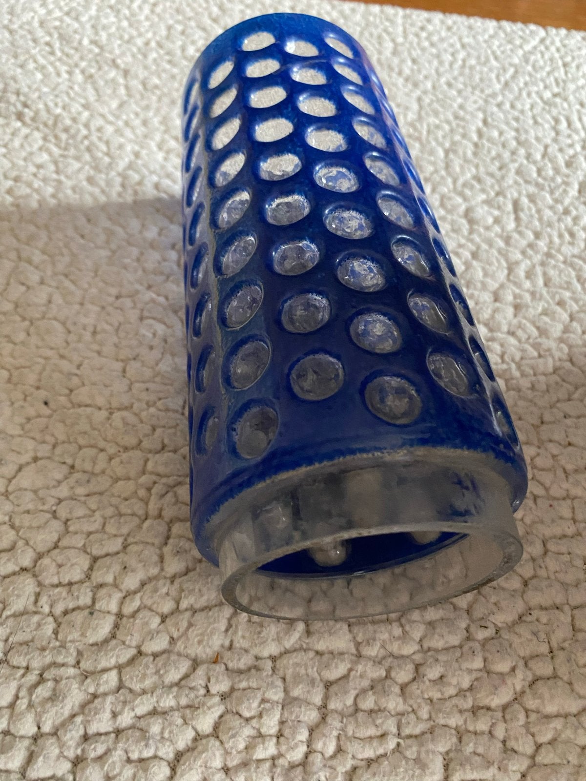 Vintage Kobaltblauwe Lampenkap met Bubbelpatroon, Antiek en Kunst, Antiek | Lampen, Ophalen of Verzenden