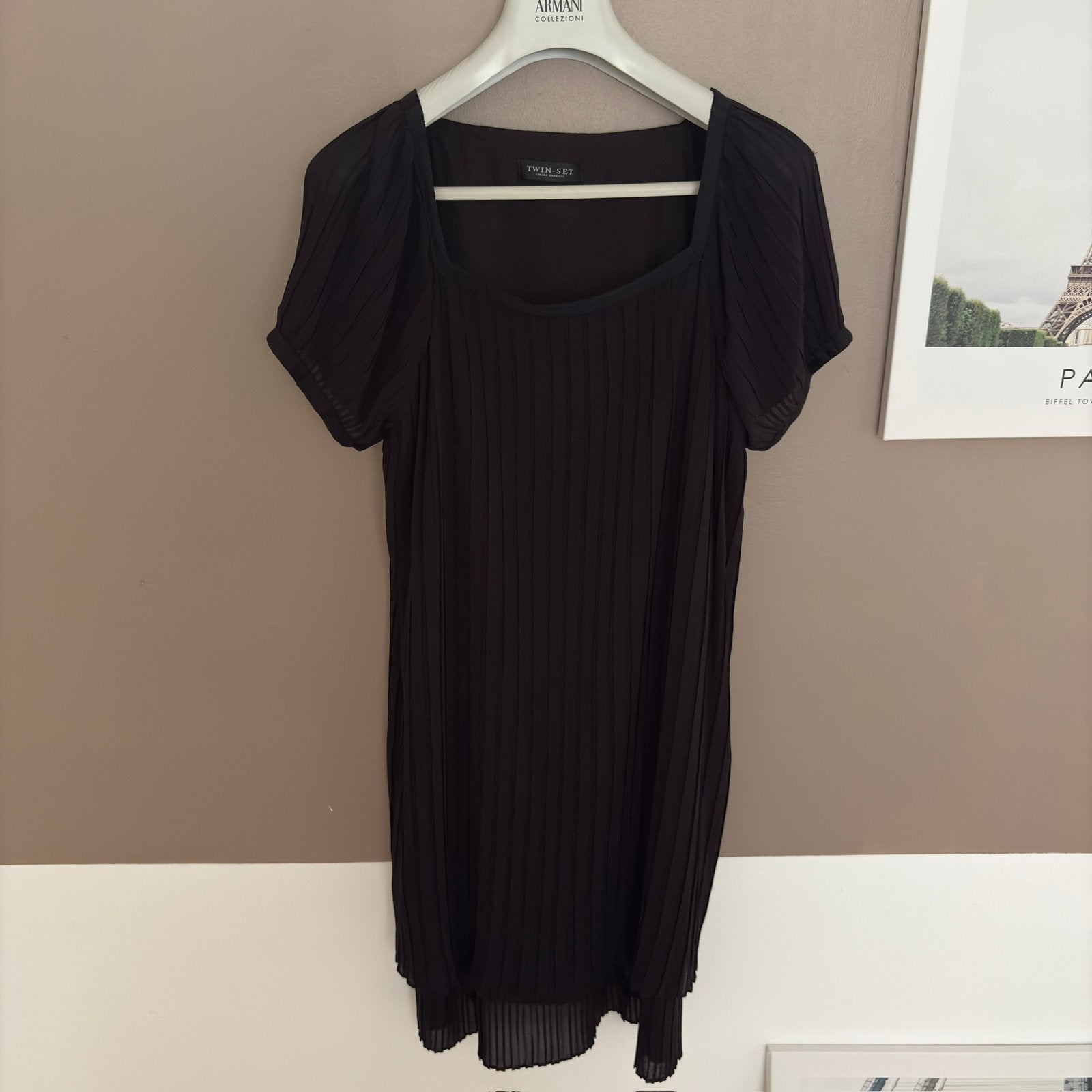 TWIN SET jurk zwart plissé maat XL, Kleding | Dames, Verzenden, Zwart, Maat 46/48 (XL) of groter, Zo goed als nieuw