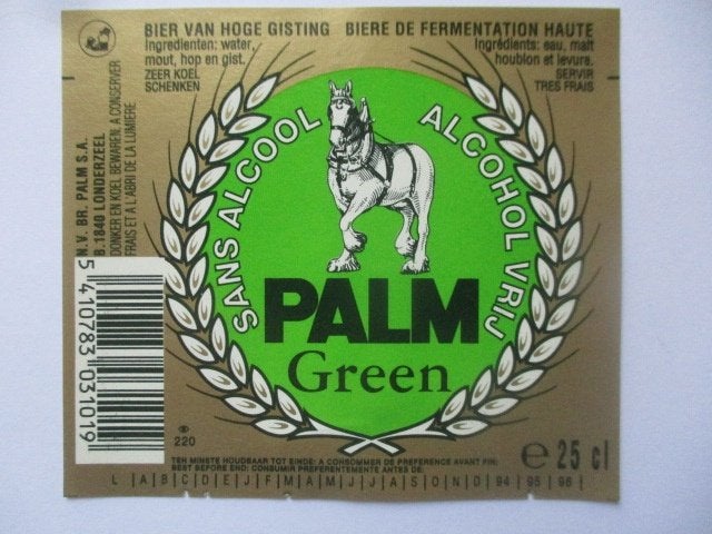 bieretiket Belgie 15-7 (O12) palm, Ophalen of Verzenden, Gebruikt, Overige typen, Palm