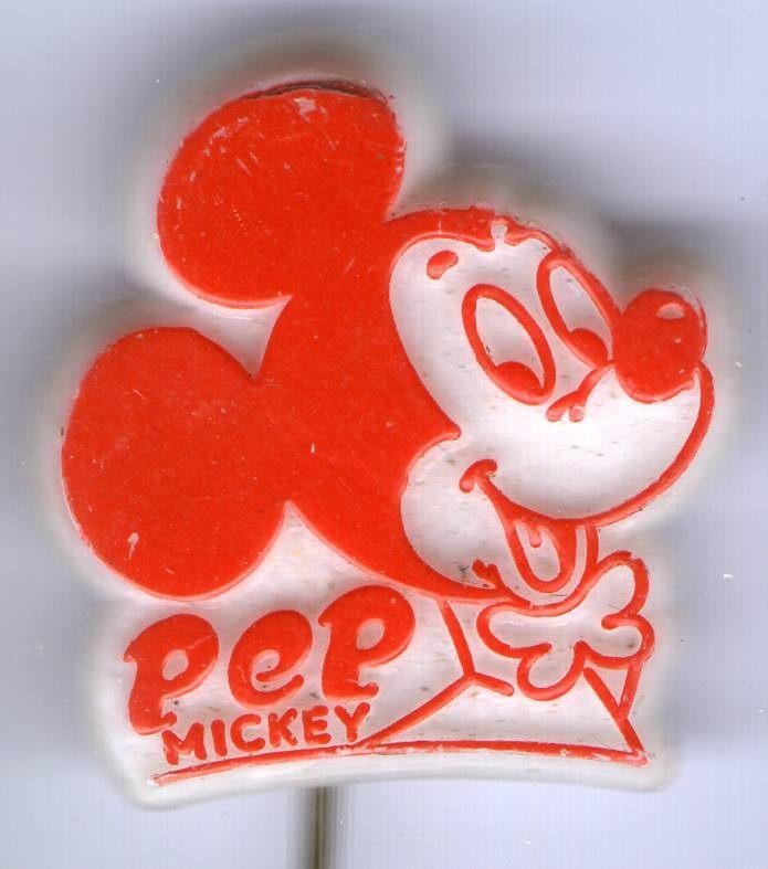 PEP Micky Mouse Geïllustreerde Pers plastic speldje( S_147 ), Verzenden, Zo goed als nieuw, Figuurtje, Speldje of Pin