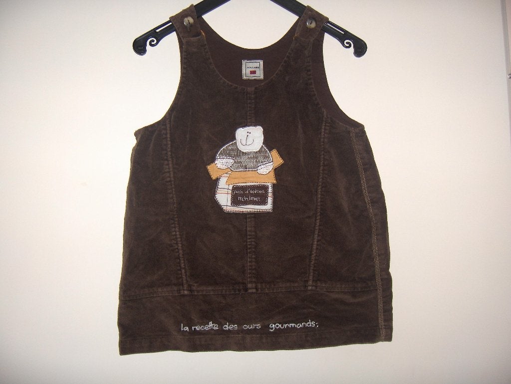 Mouwloos vintage bruin velours beren jurkje MINIMAN 86 zgan, Miniman, Meisje, Jurkje of Rokje, Ophalen of Verzenden