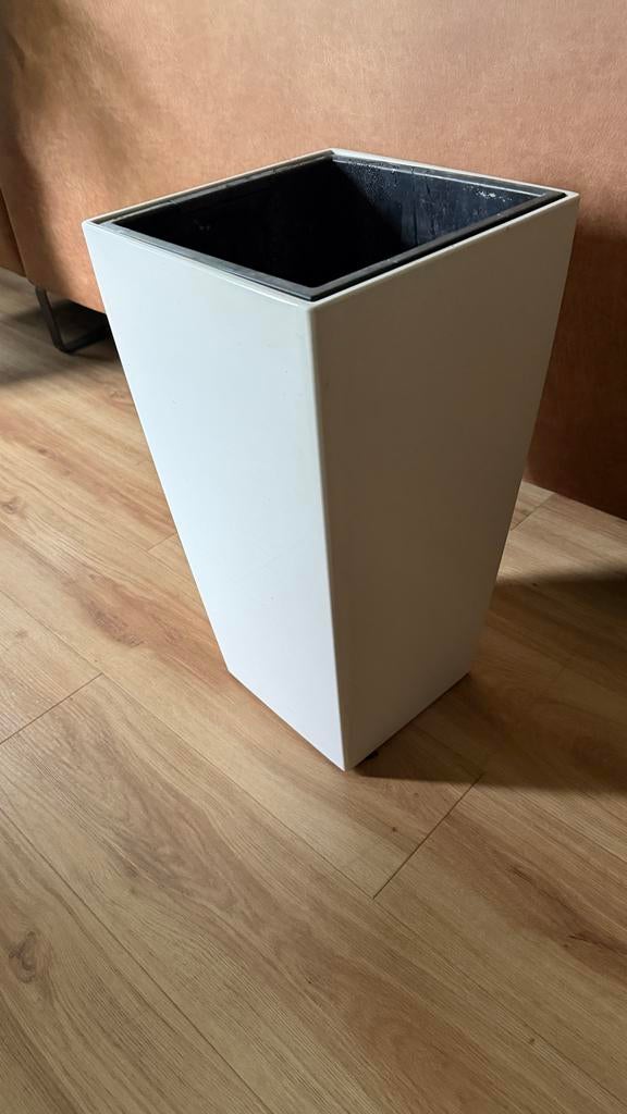Witte vierkante bloempot, merk Lechuza, 57 cm hoog, Tuin en Terras, Bloembakken en Plantenbakken, Ophalen, Kunststof, Minder dan 30 cm