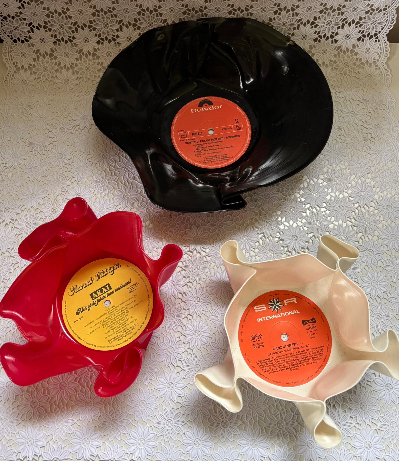 Set van 3 schalen van Retro muziek vinyl platen, Ophalen of Verzenden