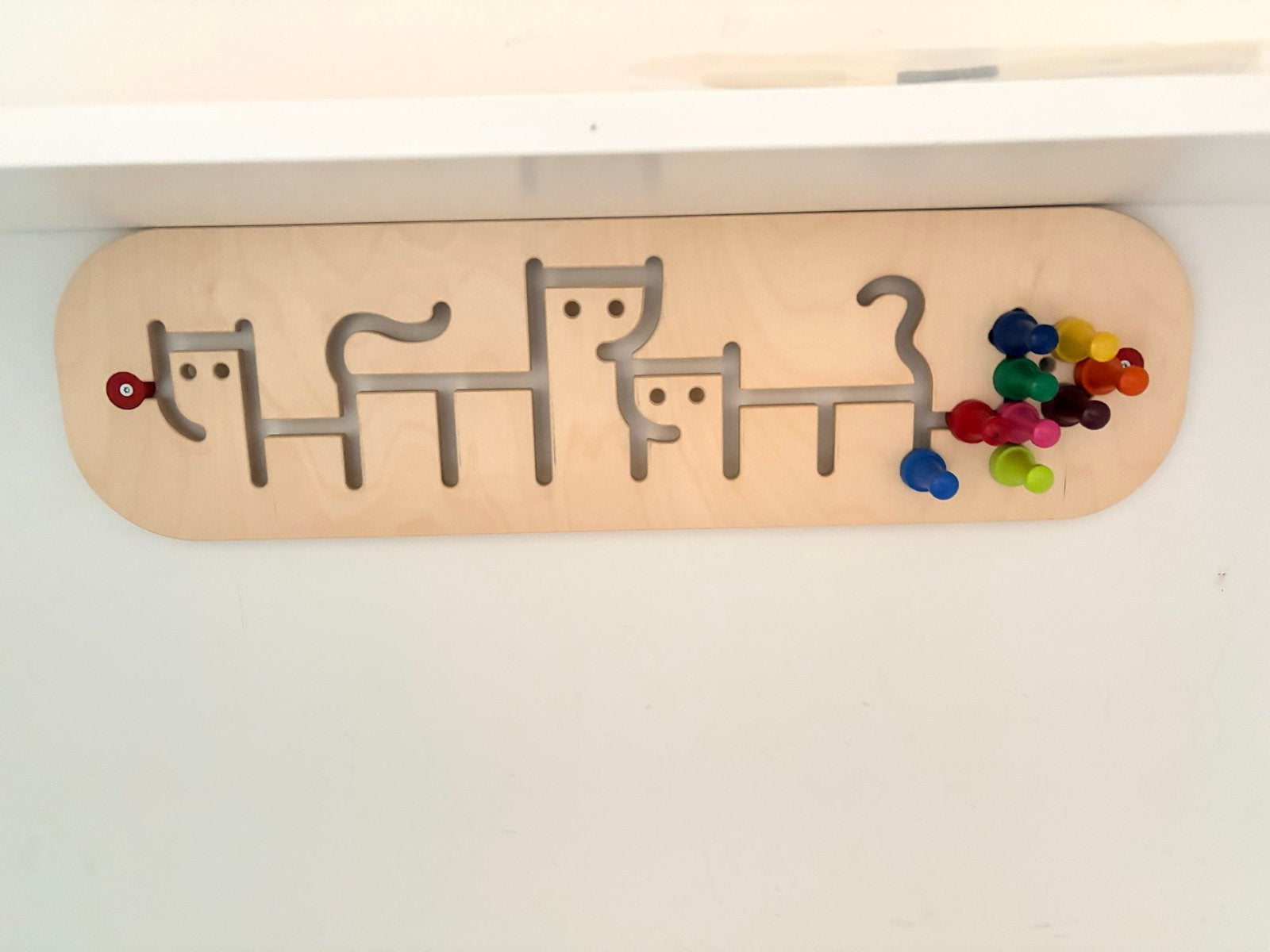 Leuke houten kinderkapstok met dierenfiguren en gekleurde ha, Ophalen, Gebruikt, Overige merken, Kapstokje