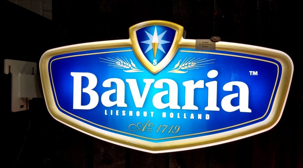 Bavaria Bier dubbelzijdige lichtbak (FH5800) Ophalen svp, Verzamelen, Ophalen, Zo goed als nieuw, Reclamebord, Plaat of Schild
