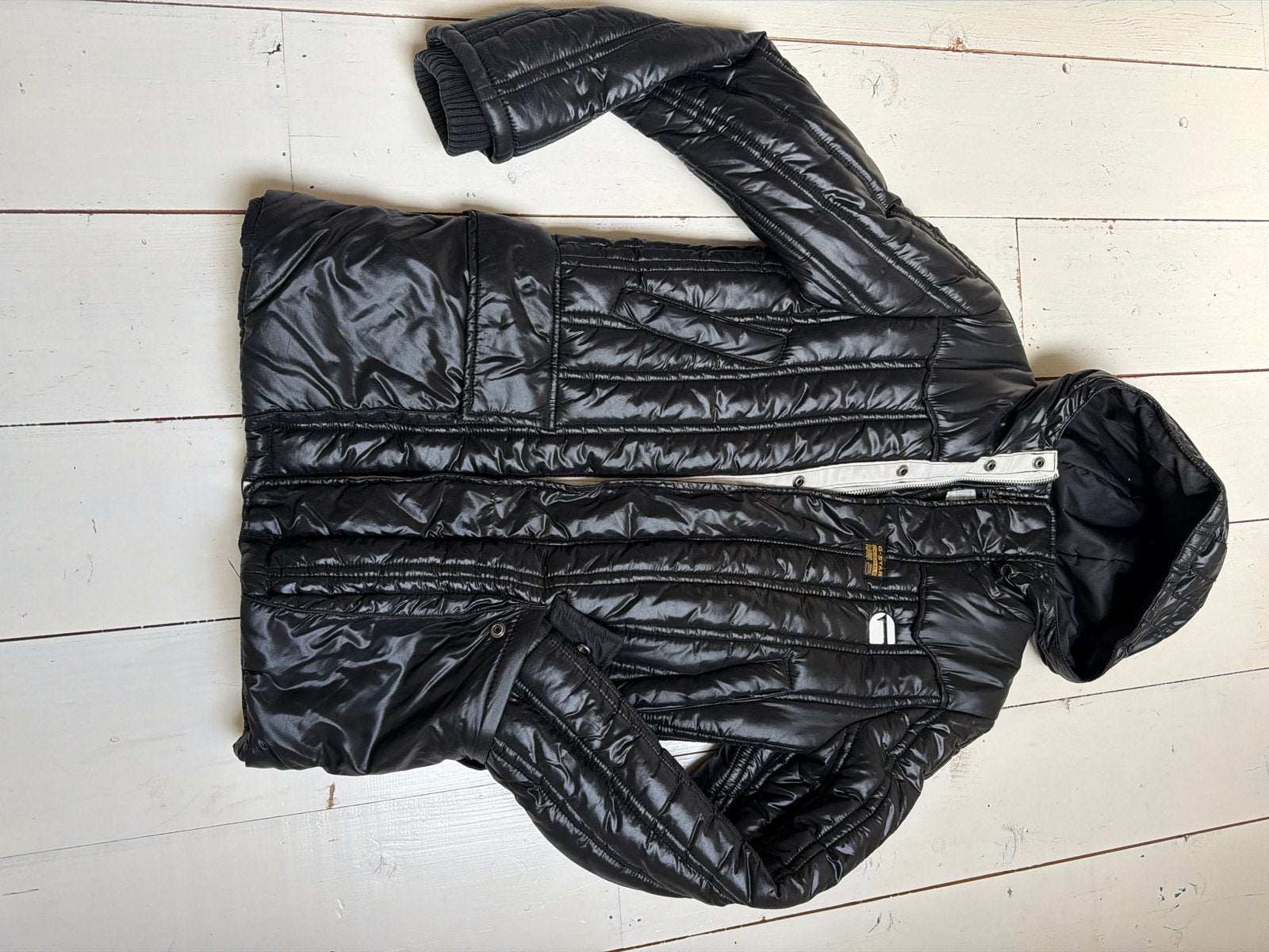 G-Star Raw Zwarte Gewatteerde Jas Maat M, Ophalen of Verzenden, Zo goed als nieuw, Maat 48/50 (M), Zwart