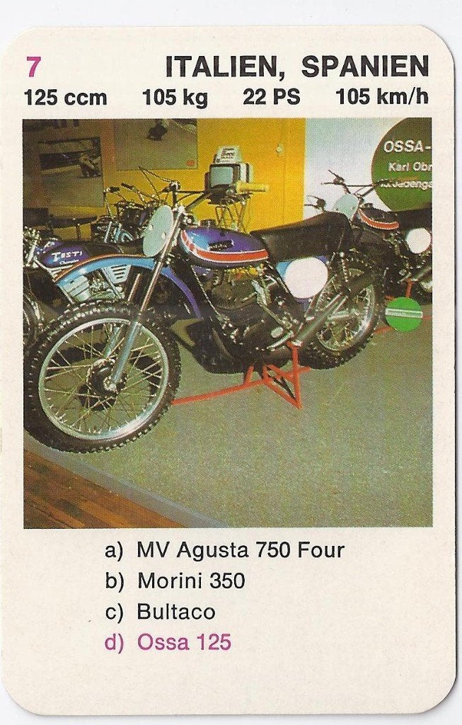 Kw2089 motorkaartje ossa 125, Ophalen of Verzenden, Zo goed als nieuw, Motoren