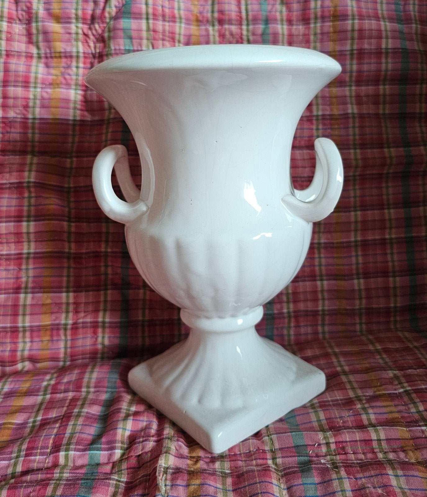 Vintage Delfts Wit Medici vaas/urn met oren ca. 18 cm, Ophalen of Verzenden