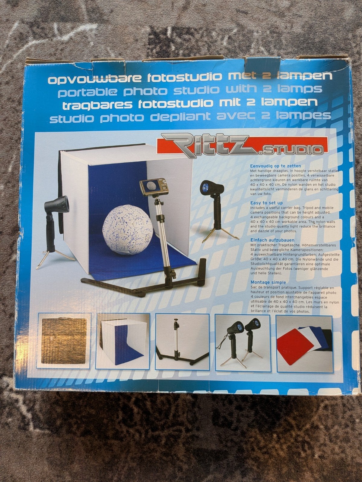 Opvouwbare Fotostudio met 2 Lampen - Rittz Studio, Ophalen, Zo goed als nieuw, Complete fotostudio