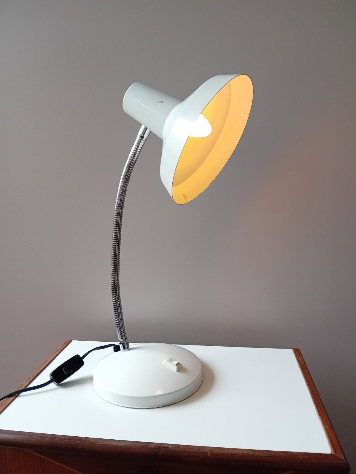 Vintage Bureaulamp met Flexibele Arm - Wit, Ophalen of Verzenden