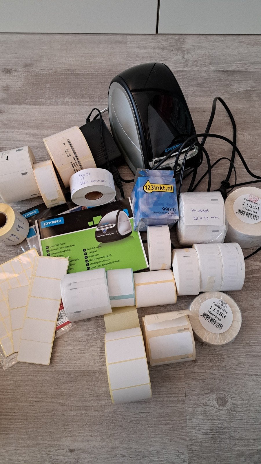 Dymo LabelWriter 450 Turbo met diverse labels, Computers en Software, Labelprinters, Ophalen of Verzenden, Zo goed als nieuw, Etiket