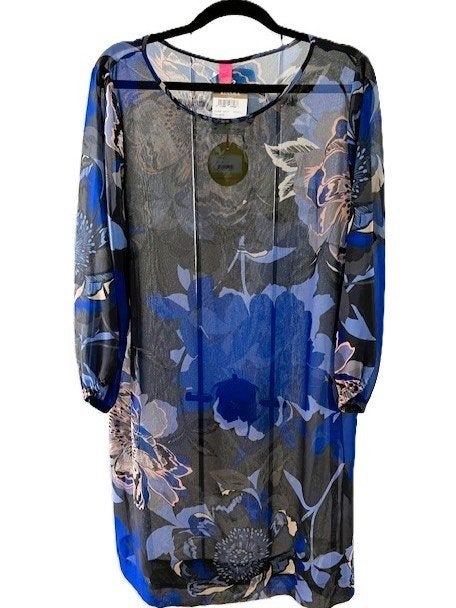 NIEUW Kyra tuniek FIMO grijs kobaltblauw maat 44, Maat 42/44 (L), Nieuw, Knielengte, Kyra
