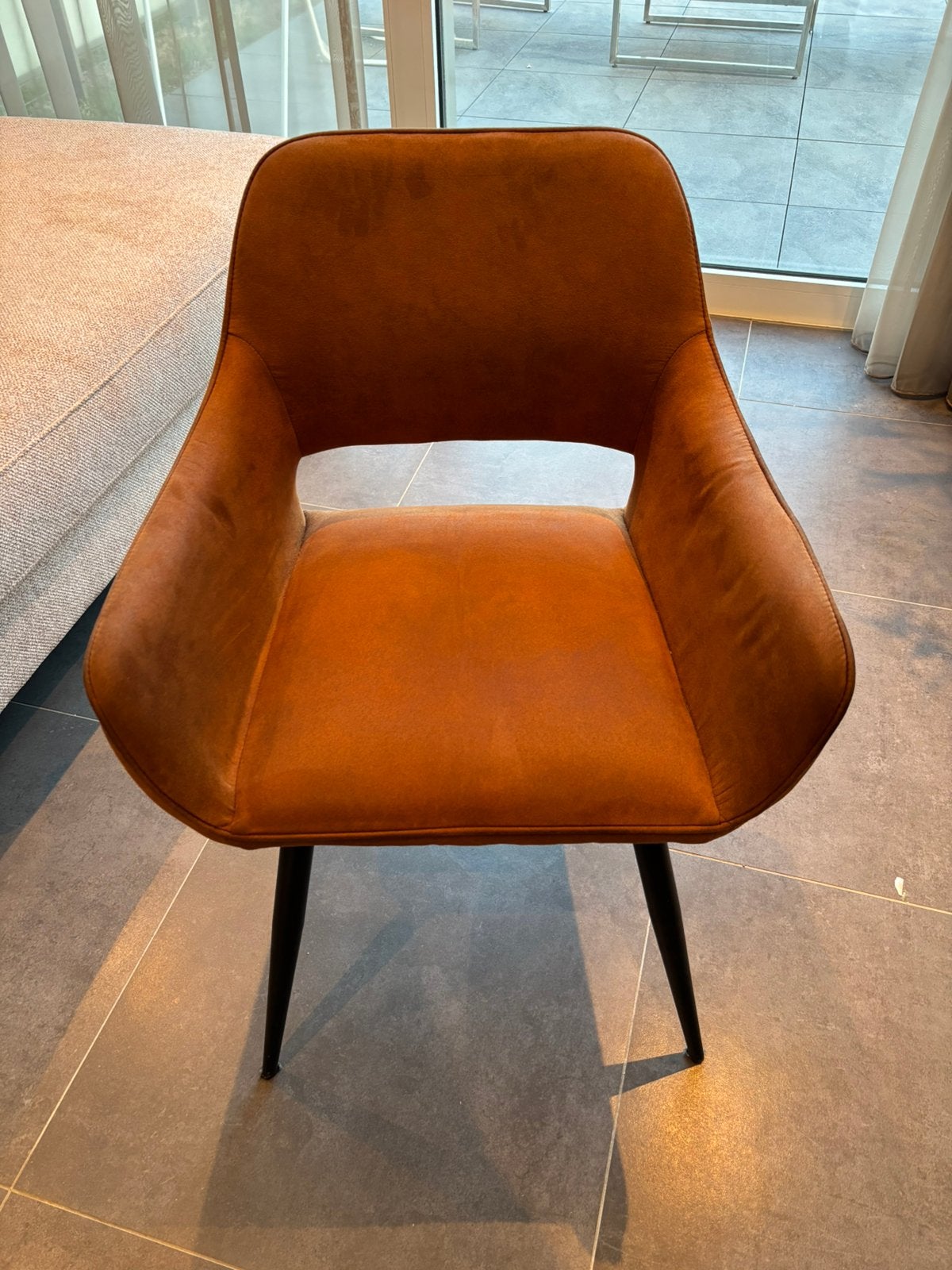 Bruine eettafel stoelen 4x, Ophalen, Bruin, Leer, Zo goed als nieuw