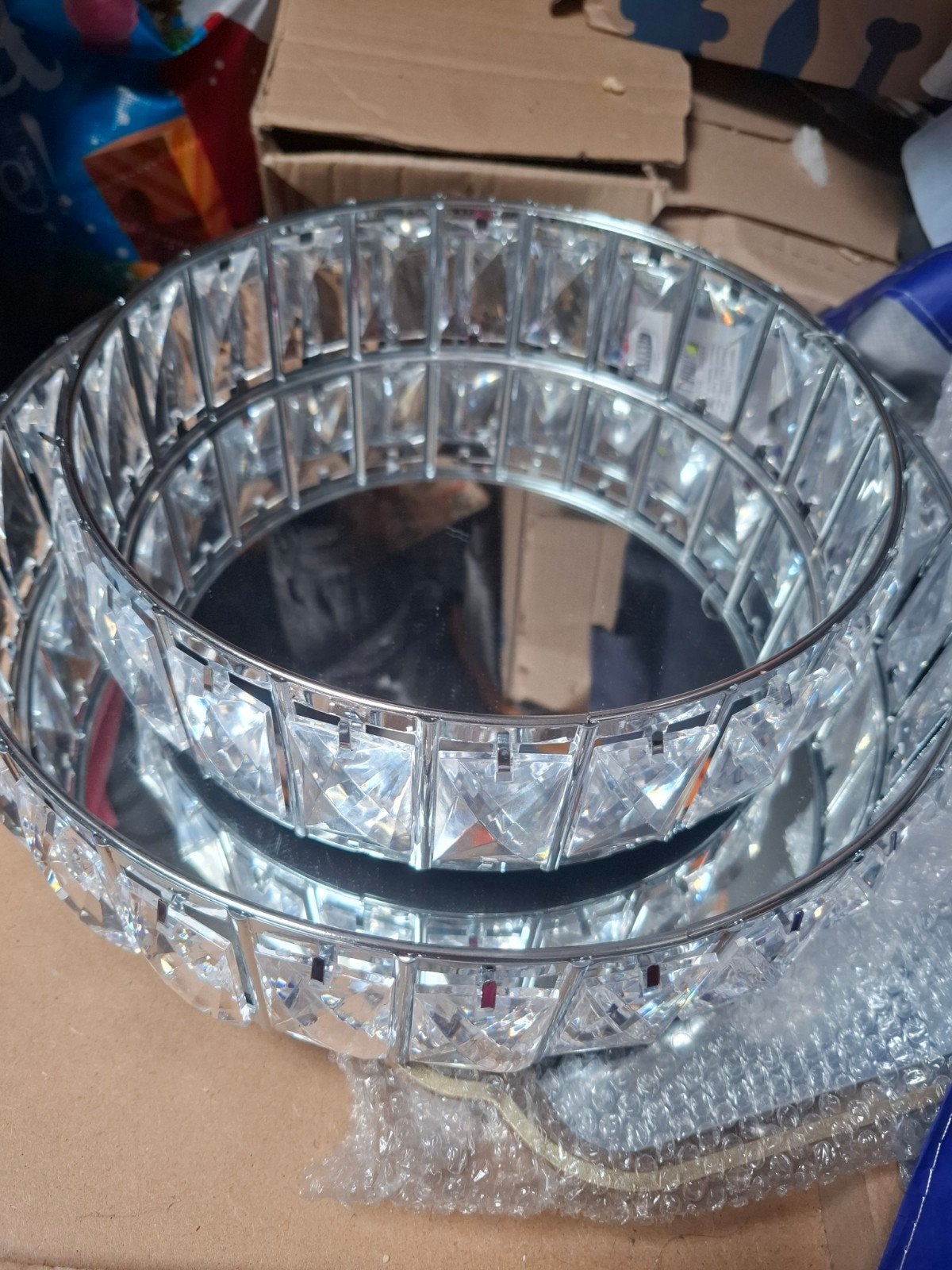 Set van 2 Luxe Dienbladen met Spiegel en Rand, Huis en Inrichting, Woonaccessoires | Dienbladen, Ophalen of Verzenden, Nieuw, Rond