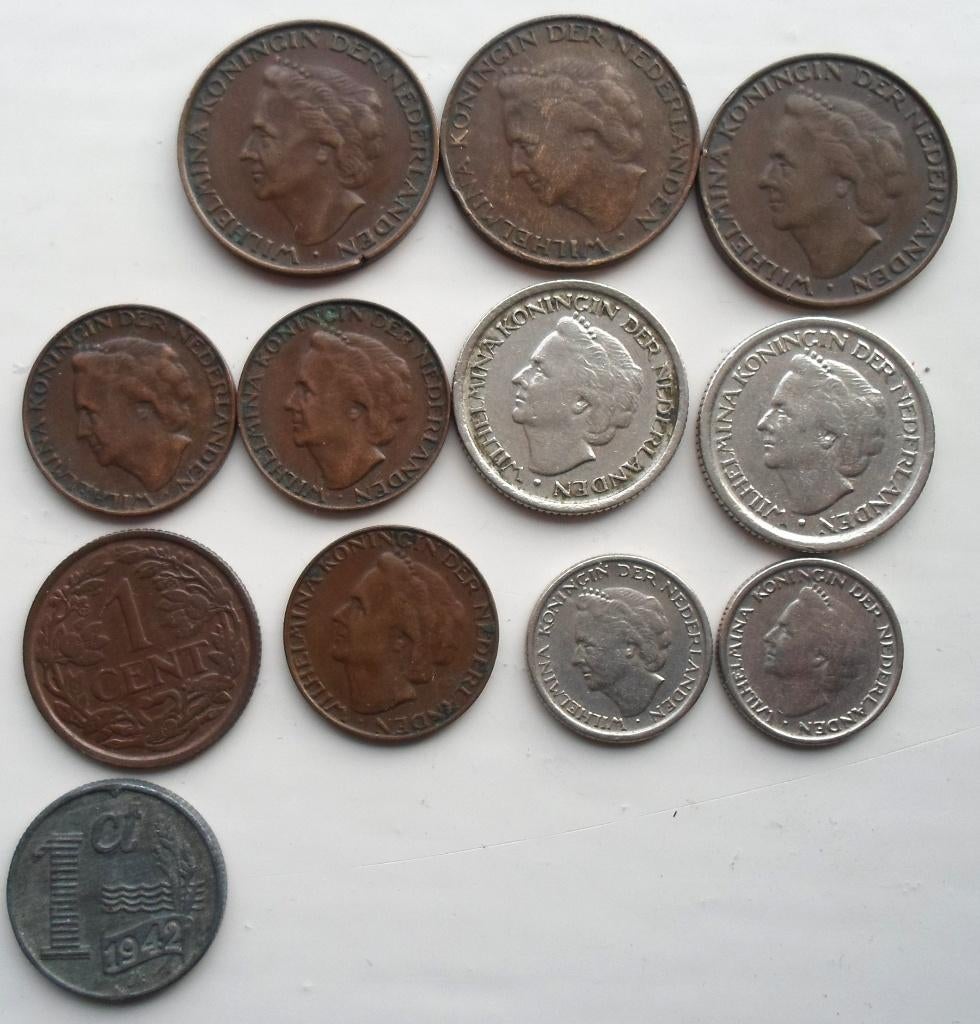 1 cent, 5 cent, 10 cent, 25 cent munt Wilhelmina 1948 +, Ophalen of Verzenden, Koningin Wilhelmina, Overige waardes, Losse munt