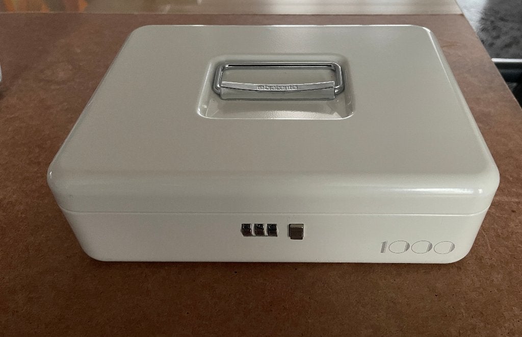 Brabantia geldcassette / geldkist met cijferslot, wit, Ophalen, Zo goed als nieuw, Metaal of Blik, Overige thema's