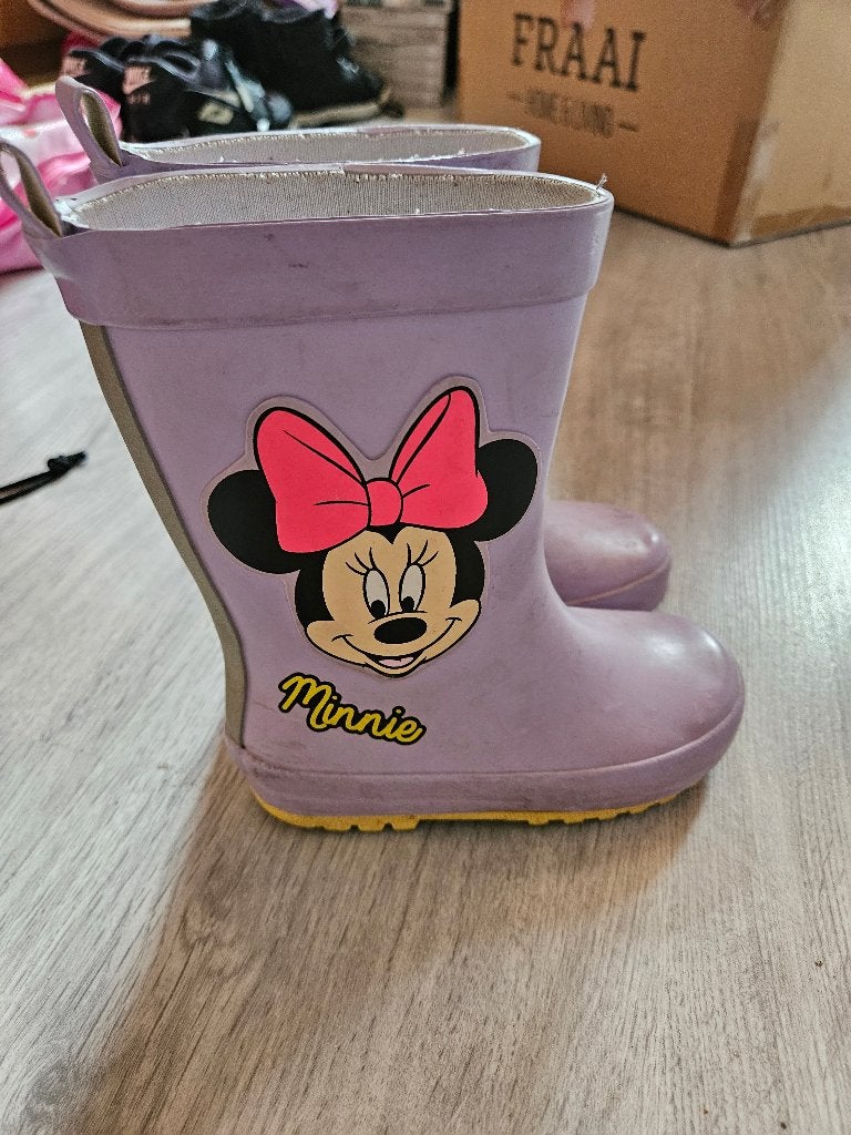 Paarse Minnie Mouse regenlaarzen maat 25, Meisje, Minnie Mouse, Ophalen of Verzenden, Laarzen