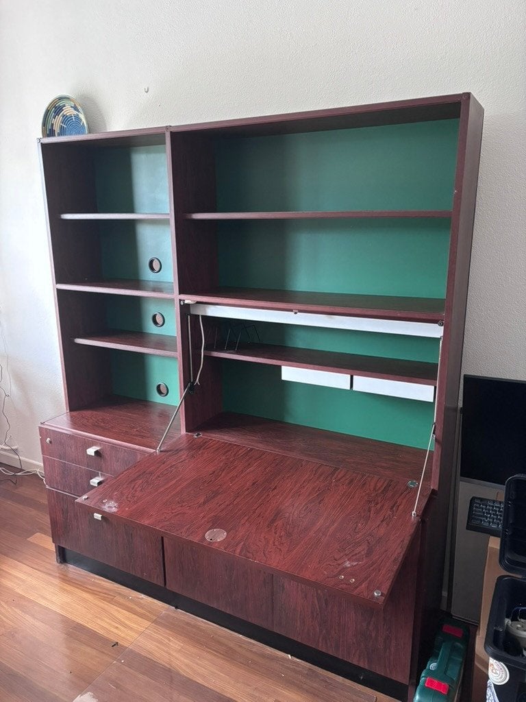Bureaukast / Boekenkast / Desk and Bookcase, Huis en Inrichting, Ophalen, 150 tot 200 cm, 150 tot 200 cm, 25 tot 50 cm