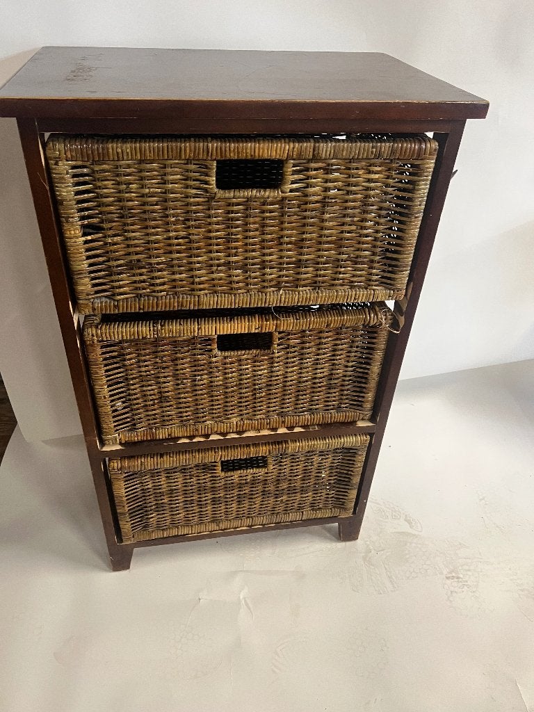 houten opbergkastje met rotan laden, Antiek en Kunst, Antiek | Meubels | Kasten, Ophalen