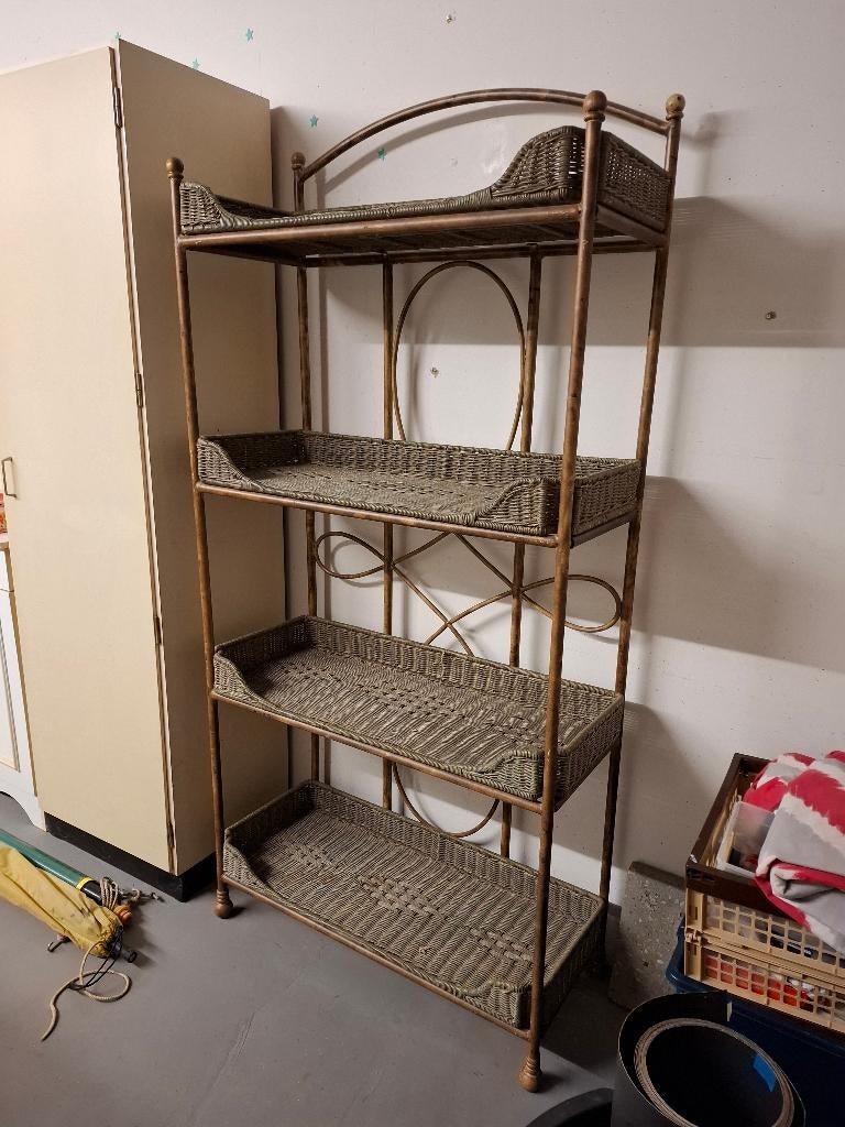 Wandrek met 4 rieten manden, Huis en Inrichting, Ophalen, 1 of 2 laden, 50 tot 100 cm, Zo goed als nieuw