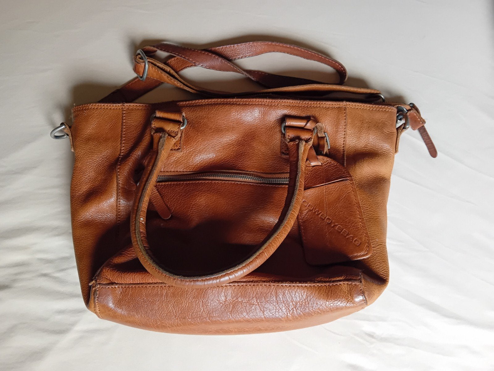 Bruine cowboysbag leer, Sieraden, Tassen en Uiterlijk, Tassen | Damestassen, Ophalen of Verzenden, Gebruikt, Bruin, Handtas