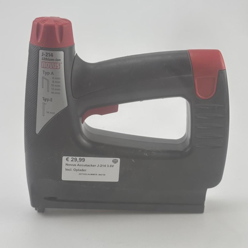 Novus Accutacker J-214 3.6V Incl. Oplader, Flex Ltd., Zo goed als nieuw, https://flex.com/contact-us, Nobelstraat 10, 5807 GA Oostrum