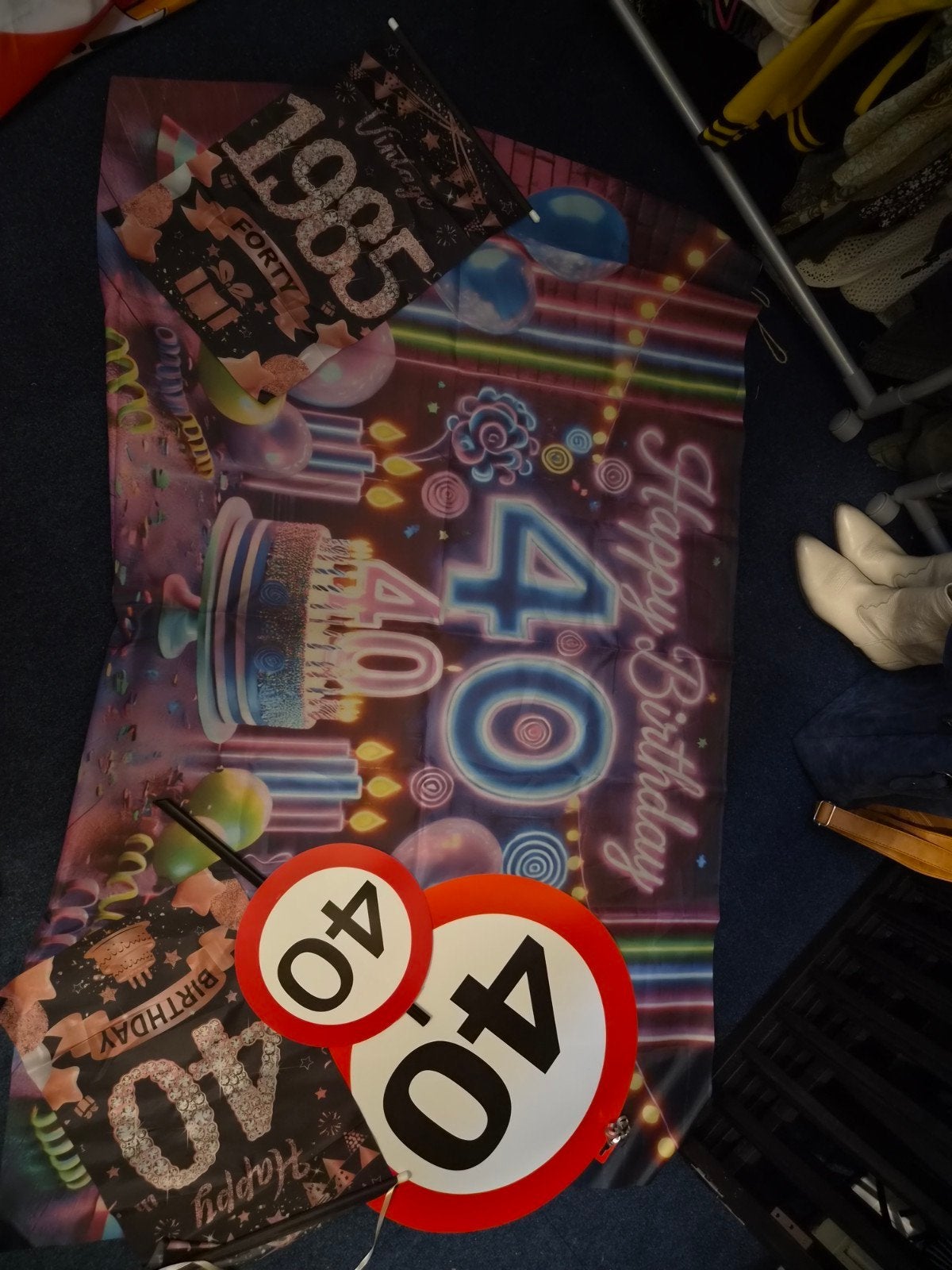 40 jaar verjaardag decoratie set, Ophalen of Verzenden, Zo goed als nieuw, Versiering, Verjaardag