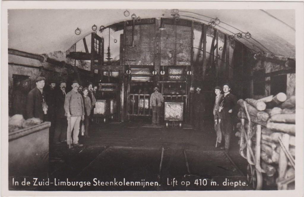 Zuid-Limburgsche Mijnen - Lift op 410m diepte, Verzamelen, Ansichtkaarten | Nederland, Verzenden, 1920 tot 1940, Ongelopen, Limburg
