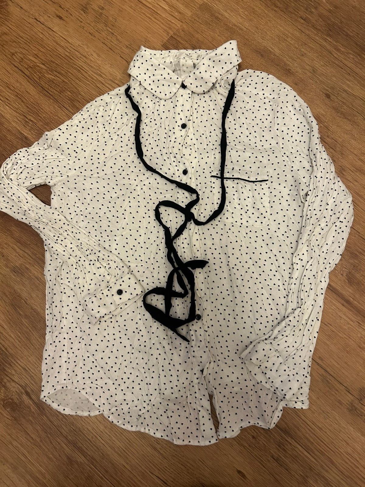 Blouse met Hartjesprint & Peter Pan Kraag  MNG mango maat M, Kleding | Dames, Blouses en Tunieken, Verzenden, Zo goed als nieuw