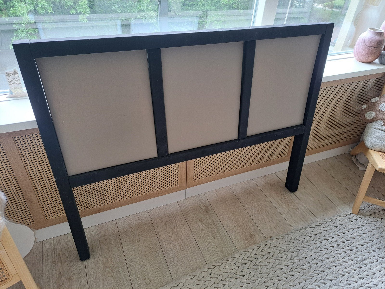 Zwart hoofdbord 140 cm breed, Huis en Inrichting, Slaapkamer | Bedden, Ophalen, Gebruikt, Zwart, Tweepersoons