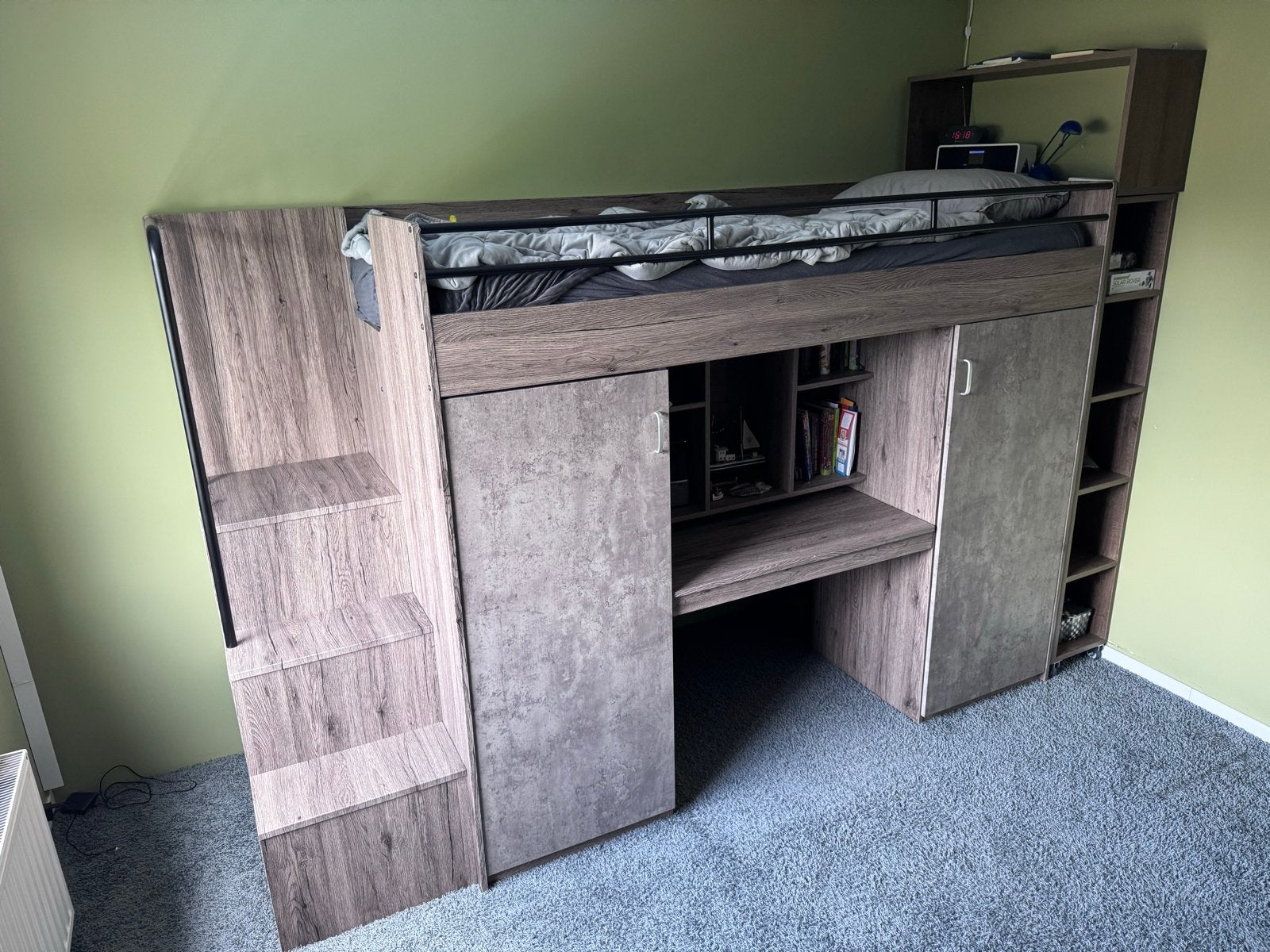Hoogslaper met bureau, kast en opbergruimte, Ophalen, Gebruikt, Eenpersoons, 160 tot 180 cm