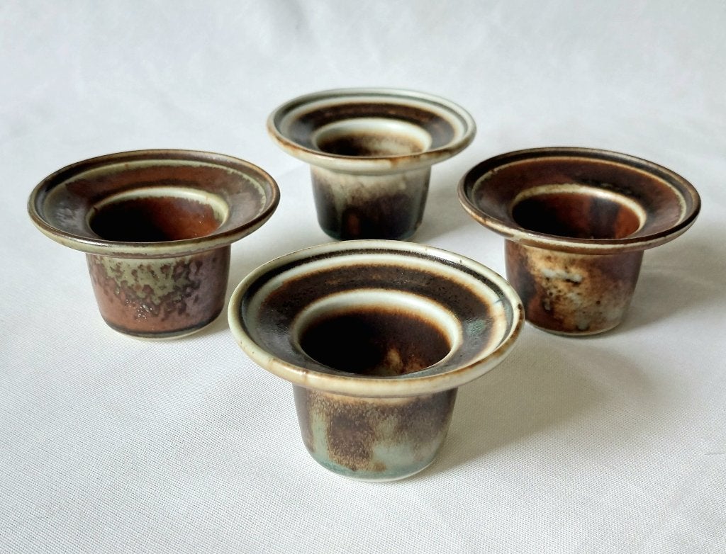 4 Porsgrund Norway "Lava" eierdopjes, vintage servies, Overige merken, Overige typen, Vintage, Ophalen of Verzenden