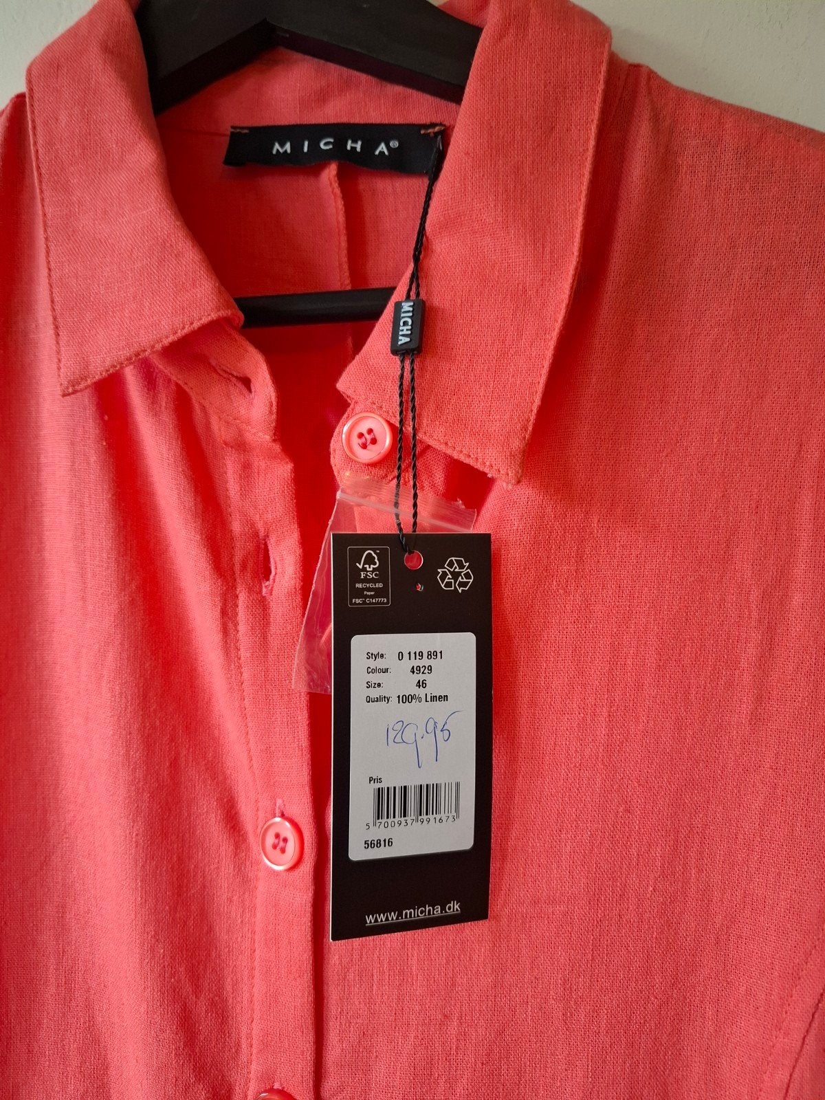 Micha oranje linnen jumpsuit maat: 46, Kleding | Dames, Maat 46/48 (XL) of groter, Nieuw, Oranje, Ophalen of Verzenden