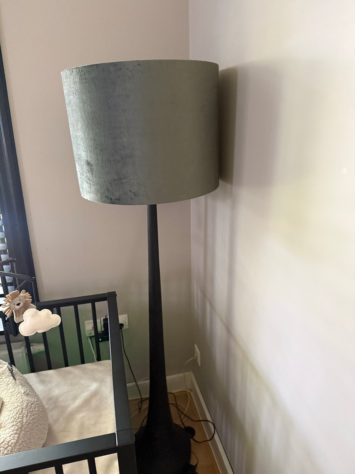 Velours Lampenkap Blauw/Grijs - Ø40cm, 38cm Hoog, Huis en Inrichting, Ophalen, Gebruikt, Minder dan 100 cm