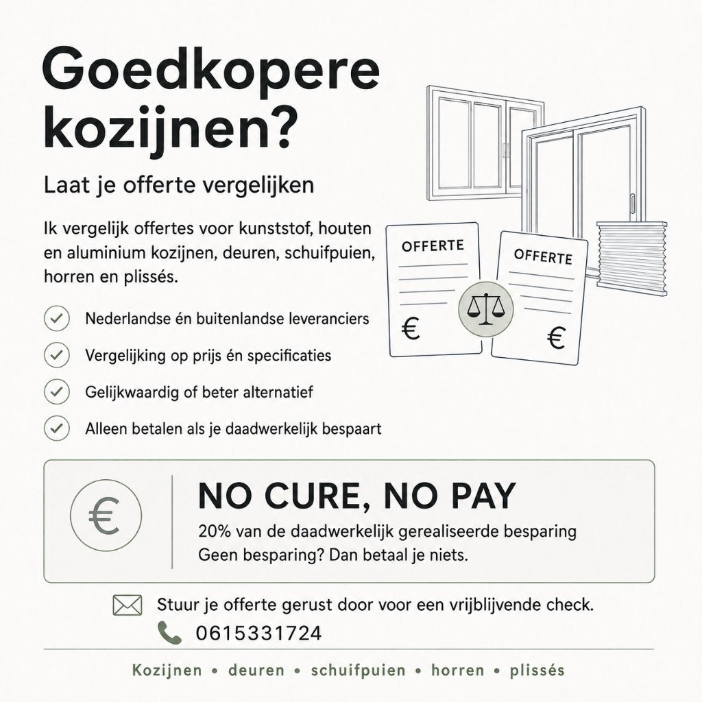 Goedkopere kozijnen? Laat je offerte vergelijken!, Doe-het-zelf en Verbouw, Kozijnen en Schuifpuien, Kunststof, Raamkozijn, Nieuw