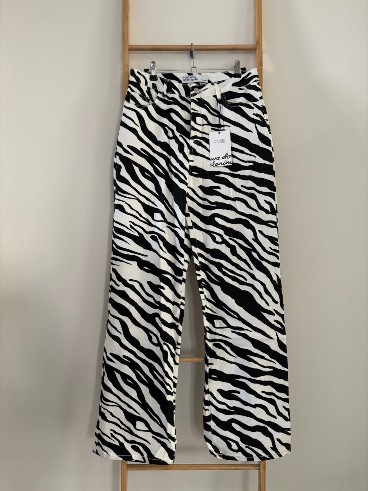 Zwart/witte zebra print jeans/spijkerbroek Vero Moda, Maat 38/40 (M), Zwart, Nieuw, Ophalen of Verzenden