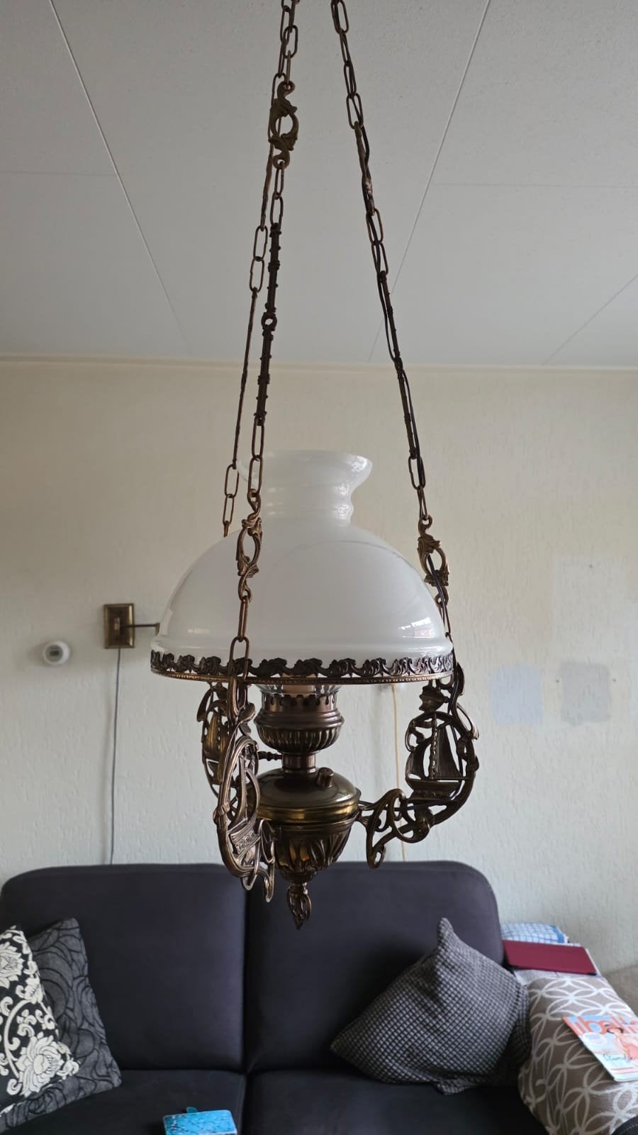Schippertje scheepslamp - omgebouwd naar elektrisch, Ophalen