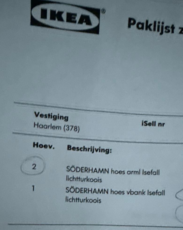 Nieuwe turquiose IKEA Söderhamn hoezen + extra stof, Ophalen of Verzenden, Nieuw, Stof